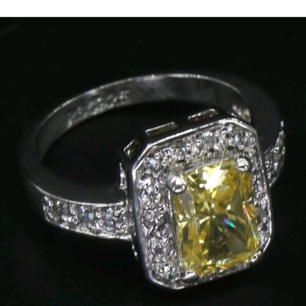 Sterling‎ Silver Designer RS Yellow And White CZ